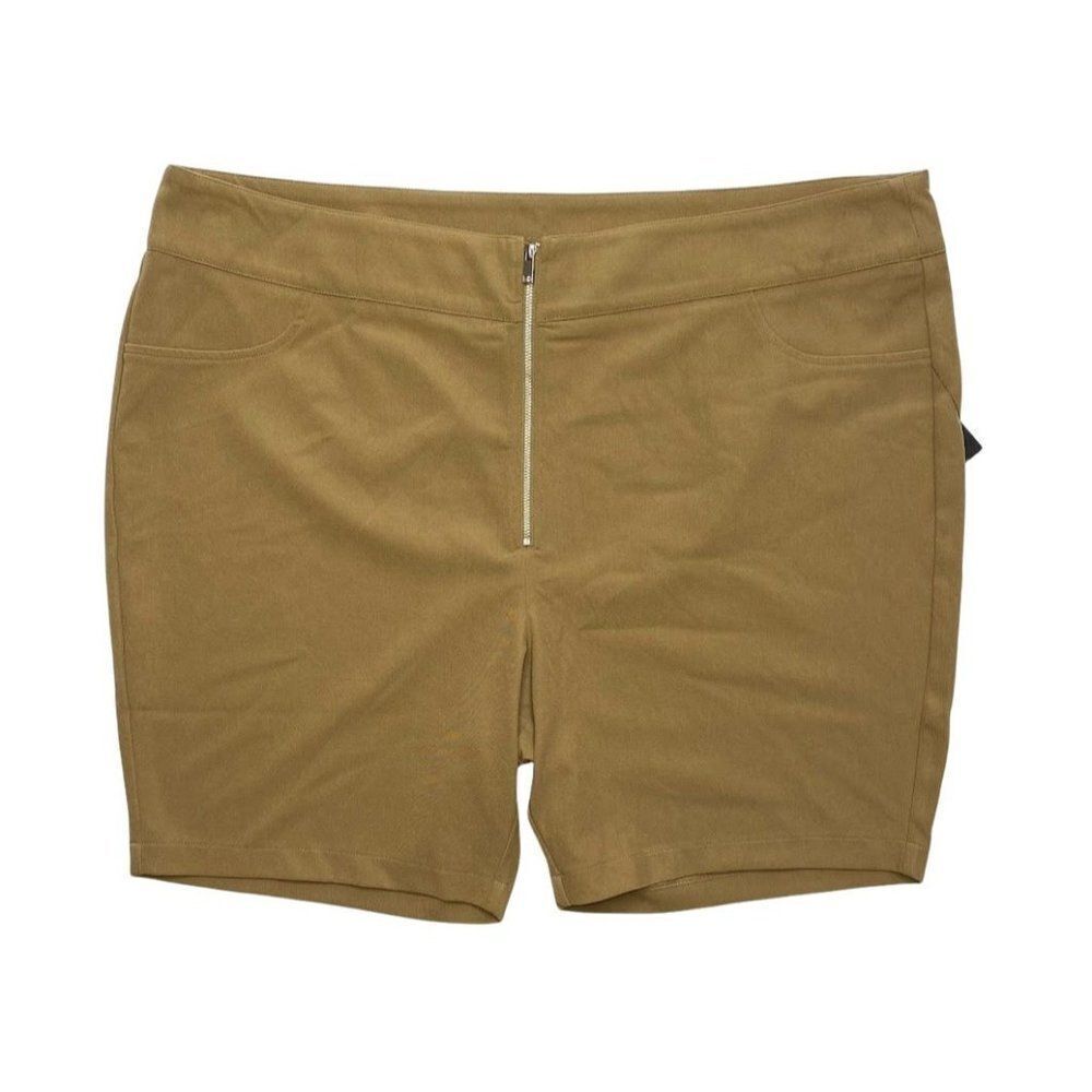 Danielle Bernstein Biker‎ Shorts Women's 22W 2X Beige Exposed Zipper NEW
